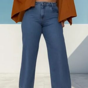 Calça Jeans Feminina Wide Leg Plus Size