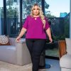 Blusa Feminina Lisa Manga Curta Clássica Casual Plus Size