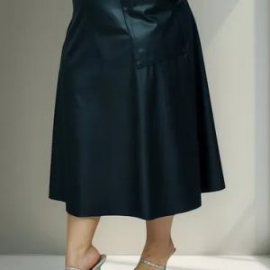 Saia Couro Ecológico Feminina Midi Plus Size Evangélica
