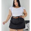 Short Saia Plus Size Alfaiataria Com Cinto Várias Cores