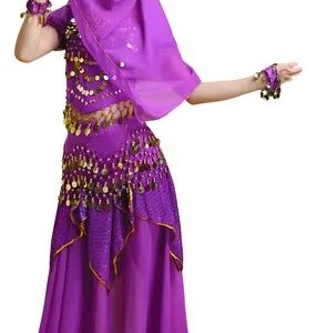 Roupa De Dança Do Ventre Lilás Odalisca Completa 7 Peças