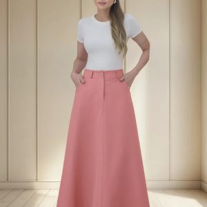 Saia Feminina Longa Design Saiaxshort Botao Cinto - Ma7106