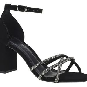 Sandália Salto Alto Saltinho Tiras Strass Original Moda Look