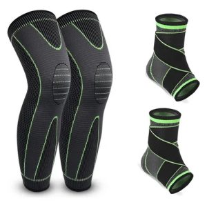 Par De Joelheira + Tornozeleira Esportiva De Comprenssão