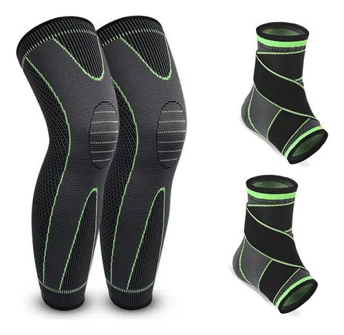Par De Joelheira + Tornozeleira Esportiva De Comprenssão