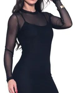Vestido Feminino Preto De Tule + Forro Transparência Balada