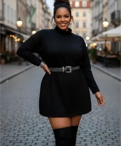 Vestido Plus Size Poncho Lanzinha Manga Longa Inverno Poncho