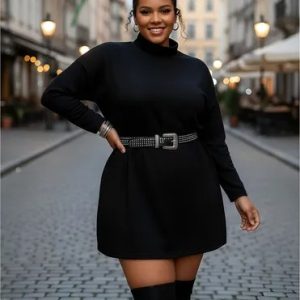 Vestido Plus Size Poncho Lanzinha Manga Longa Inverno Poncho