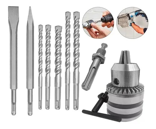 Jogo Com Talhadeiras Ponteiras Brocas Mandril Para Martelete MFL