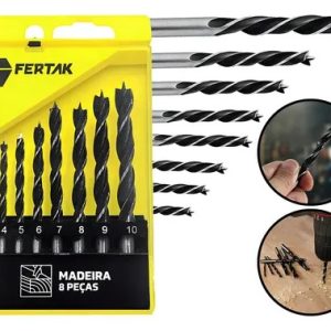 Jogo Brocas P/ Madeira 8 Peças Ponta 3 A 10mm Profissional