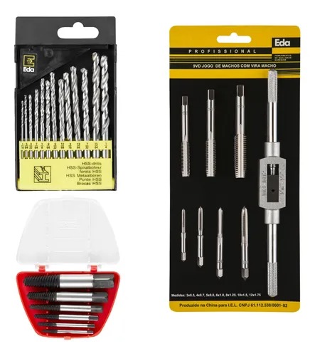 Jogo Com Jogo De Machos, Saca Parafuso Quebrado E 13 Brocas