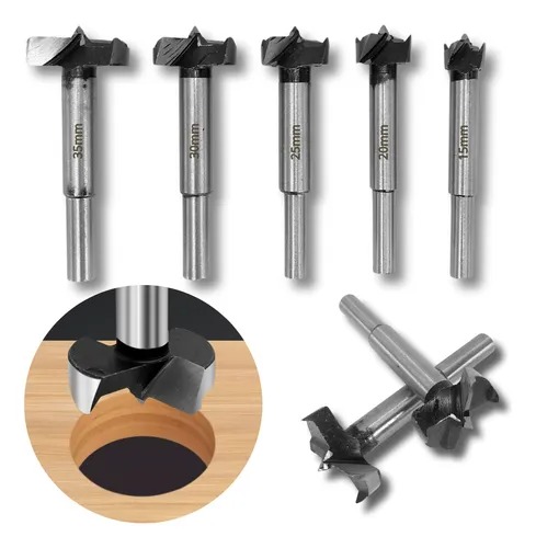 Kit Broca Fresas Forstner Madeira Dobradiça Jogo 5 Brocas 15-35mm Cietec