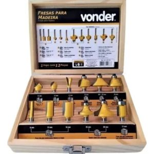 Jogo De Fresas Madeira 12 Peças Metal 6mm Vonder Kit Maleta
