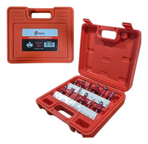 Jogo Com 12 Fresas Para Tupia Para Madeira Com Haste De 6mm MFL