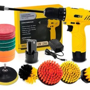 Parafusadeira Furadeira A Bateria Sem Fio 3/8 Pb3000 Oz Com Acessórios Jogo De Escovas De Limpeza 14 Peças