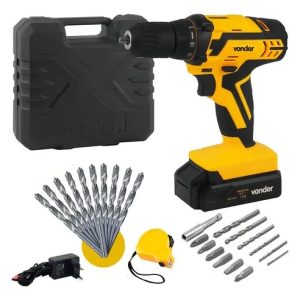 Furadeira Parafusadeira Com Kit Brocas, Bits E Trena Vonder PFV 012