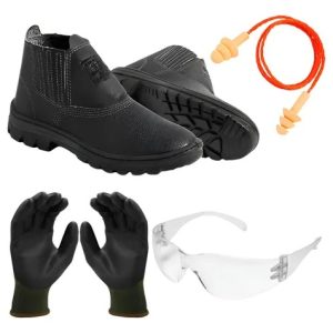 Kit De Epi Com 4 Peças Botina Protetor De Ouvido Luva Oculos