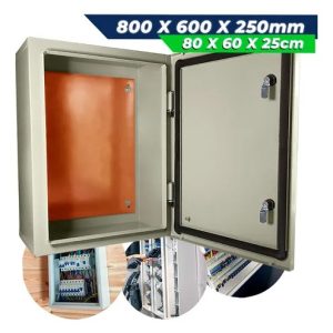 Caixa De Montagem 80x60x25 Painel Elétrico Quadro Cor Cinza E Laranja 800x600x250