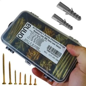 Kit Parafusos E Buchas Chipboard Philips Madeira Parede Total 300 Itens Com Estojo Diversas Medidas Alvenaria Concreto