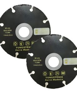 02 Disco Tungstênio Madeira P/ Esmerilhadeira Serra 22,23mm Preto