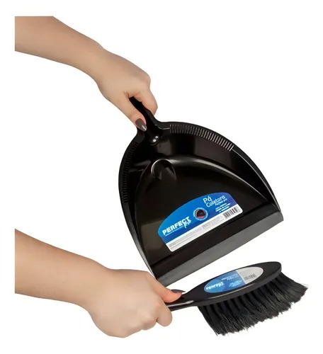 Pá Coletora Com Espanador Preta Sem Cabo Pá Com Vassoura Preto