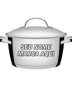 Caçarola Funda Allegra em Aço Inox com Fundo Triplo 24 cm 5,7 L Prata Tramontina Personalizado com nome marca logotipo