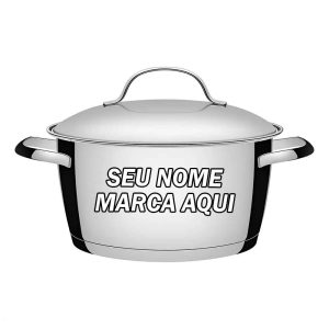 Caçarola Funda Allegra em Aço Inox com Fundo Triplo 24 cm 5,7 L Prata Tramontina Personalizado com nome marca logotipo