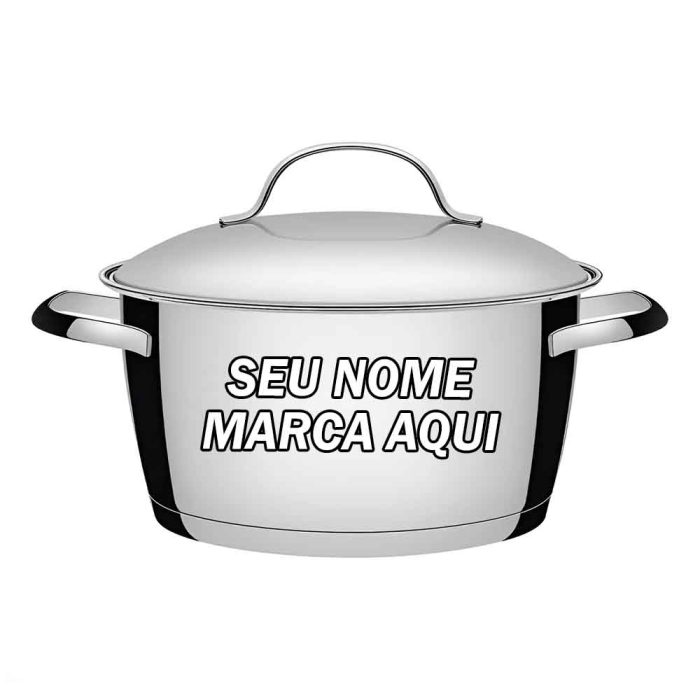 Caçarola Funda Allegra em Aço Inox com Fundo Triplo 24 cm 5,7 L Prata Tramontina Personalizado com nome marca logotipo